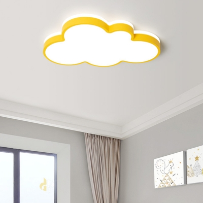 1-Light Metal Shell LED Kids Bedroom Flushmount Ceiling Light Acrylic Cloud Form Simple Flush Mount Light