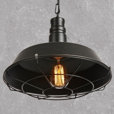14 Inches Wide Pendant Light Weathered 1 Light Industrial Cage LED Pendant Lighting