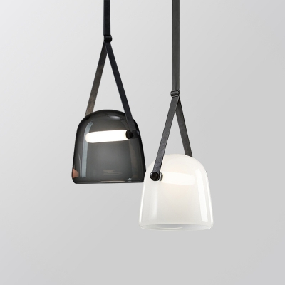 Barrel Glass Shade Pendant Lamp Contemporary LED Light 8