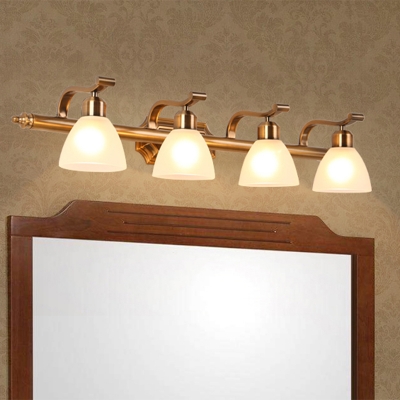 Metal Brass Vanity Light Fixture Dome 2/3/4 Bulbs Traditional Wall Sconce Lighting for Bathroom