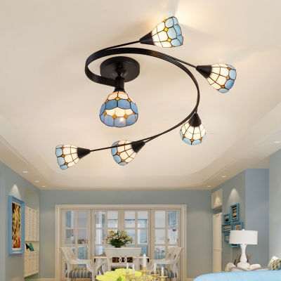 Metal Twist Arm Semi Flush Light 12 Inchs Height Rustic Ceiling Light for Bedroom Living Room