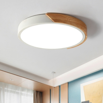 Minimalist LED Flush Mount Round Metallic Ceiling Light Lamp for Kids Room