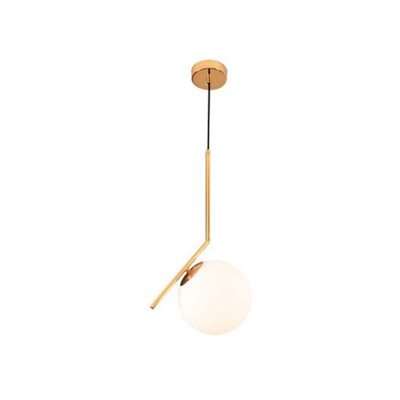 Opaline Glass Ball Pendant Light Kit Simple Single Milk Glass Suspension Lamp for Bedroom