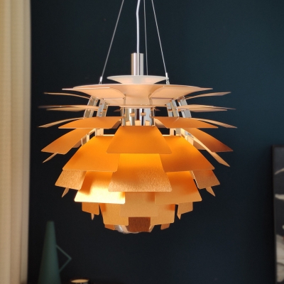 Pinecone Shape Pendant Contemporary 1 Light Metal Ceiling Hang Fixture for Dining Room
