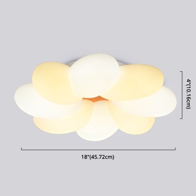 Plastic White-Yellow LED Ceiling Light Kids Bedroom Flower Design 1-Ligh Flushmount Light