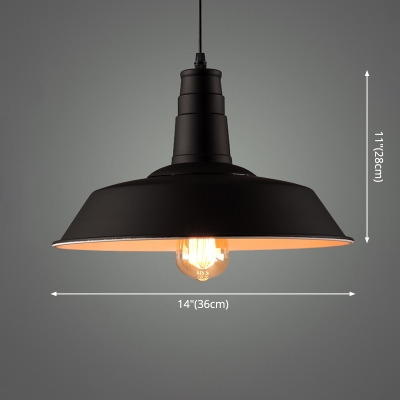 Single Light Industrial Pendant Light in Barn Style with 10