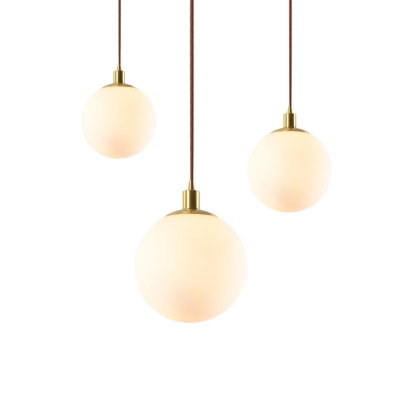 Ball Shade Drop Ceiling Lighting Simplicity Cream Glass 1 Head Pendant Lamp in White