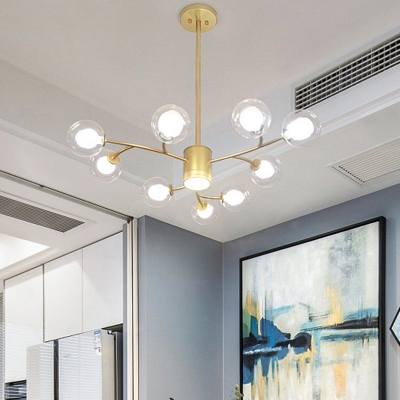 Clear Glass Globe Ceiling Chandelier Modernism 5.5 Inchs Height Pendant Light for Living Room