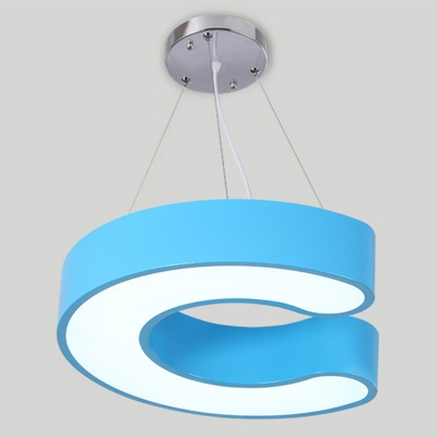 Metal Letter LED Pendant Light Nursing Room Classroom Ceiling Lamp in White Light