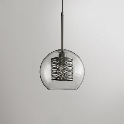 Metal Mesh Pendant Lamp Minimalist Single Metal Hanging Light with Clear Glass Shade