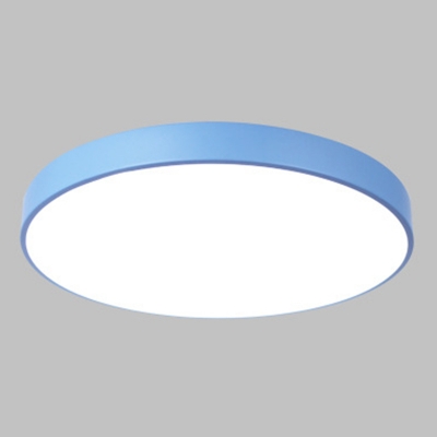 Minimalist Style Circle Flush Mount Ceiling Light for Nursery Kids' Room Metallic LED Lighting
