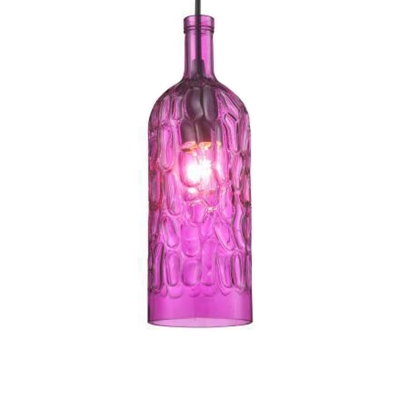 Pebbled Glass Pendant Bottle Shaped 1 Head Loft Style Hanging Light for Wine Bar