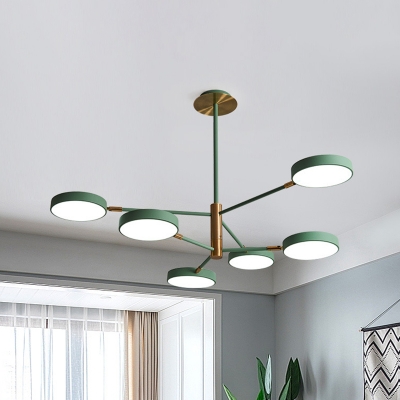 Round Shape Chandelier Light with Radial Design Metallic Led Modern Ceiling Pendant Light