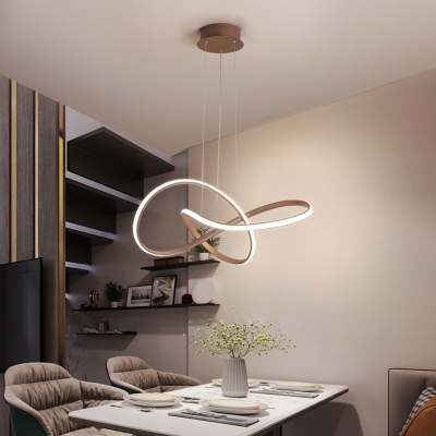 Twisting Metal Pendant Lamp in Coffee Simplicity LED Ceiling Chandelier Light