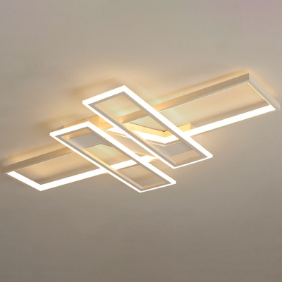 4 Rectangle Frame Flush Light Nordic Style 3 Inchs Height Acrylic LED Ceiling Light for Dining Room