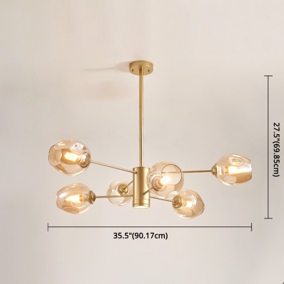 Abstract Multi Arm Chandelier Post Modern Clear Glass Sphere LED Chandeliers  Dining Restaurant Bar LED Branch Pendant Lighting