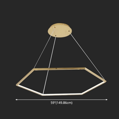 Geometric LED Chandelier Golden Aluminum Simple Style Pendant Light Fixture for Living Room
