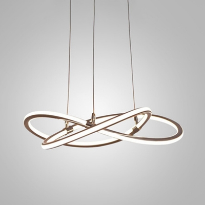 Goden Twisting Metal Pendant Lamp Simplicity LED Ceiling Chandelier Light in Warm Light