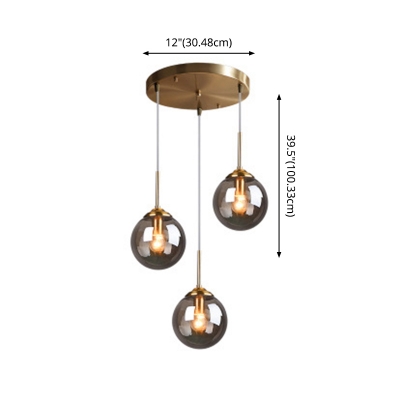 Macaron Sphere Pendant Light Kit Glass 1 Head Bedroom Hanging Lamp Kit in Gold