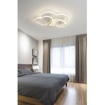 Metal 3-Light Semi-Flushmount Light Kids Stacked Heart Frame LED Semi Flush Light for Bedroom