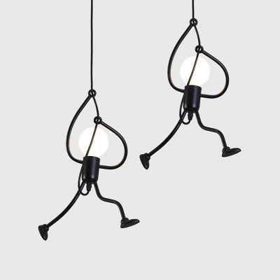 Metallic Comic Man Pendant Light Novelty Modern Black Hanging Light Fixture for Bedroom