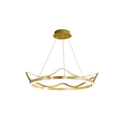 Modern Crown Chandelier Lamp Bedroom Pendant Hanging Light with 47 Inchs Height Adjustable Rope