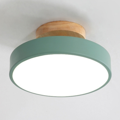 Round LED Ceiling Light Cartoon Metallic Semi Flush Light for Hallway