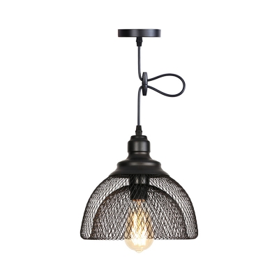 Vintage Black Industrial Pendant Single Light Rustic Metal Mesh LED Pendant Light Ceiling Lamp Shade