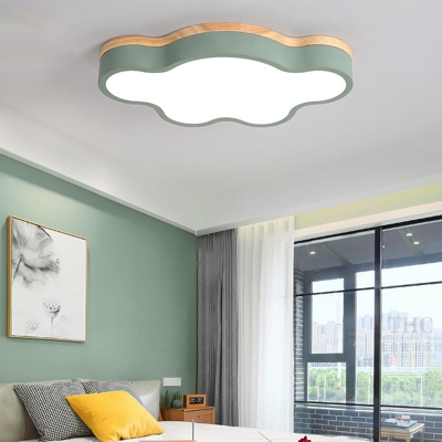 Wooden Nordic Style Cloud Ceiling Light Acrylic Candy Colored LED Flush Light for Study Room