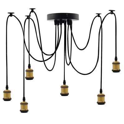 6 Inchs Wide Pendant Lighting 6 Lights Rustic Hanging Ceiling Light with 79 Inchs Height Adjustable Rope
