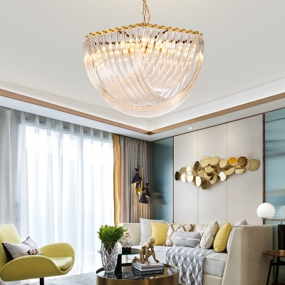 Gold Shaded Hanging Pendant Lights Modern Clear Crystal Pendant Lights with Chain for Living Room