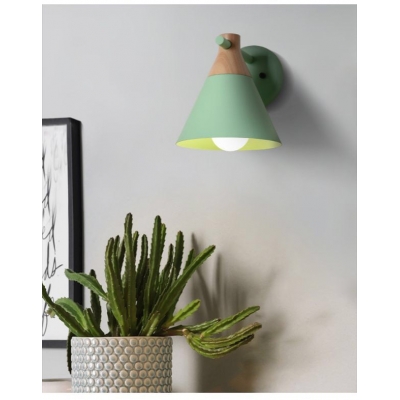 Macaron Colour Iron Wall Sconce Nordic Cone Form 1 Bulb Wall Lamp