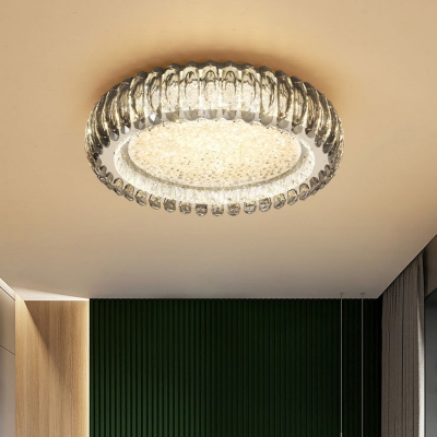 Ring Flush Mount Light Crystal Strand Simple Style Ceiling Lamp for Living Room