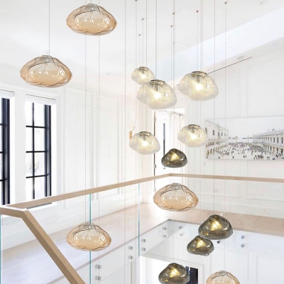Stone-Like Glass Pendant Lamp Designer Style Single-Bulb Hanging Light for Restaurant