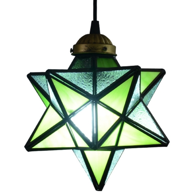 Tiffany Anise Star Pendant Lighting 1 Bulb Glass Hanging Light Fixture 8 Inchs Wide for Bedroom