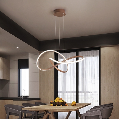 Twisting Metal Pendant Lamp in Coffee Simplicity LED Ceiling Chandelier Light