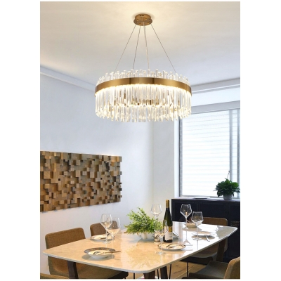 Clear Crystal Ceiling Chandelier Fixture Modern Gold Crystal Prism Pendant Lamp in 3 Colors Lights