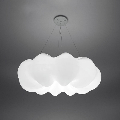 Contemporary White Hanging Light Cloud Fiber Chandelier for Restaurant in 3 Colors Light