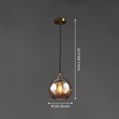 Gold Finish Ball Hanging Lamp Contemporary Staind Glass Bulb Decorative Lighting Fixture