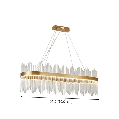 Golden Tubular Pendant Chandelier Contemporary Crystal LED Hanging Light Fixture in 3 Colors