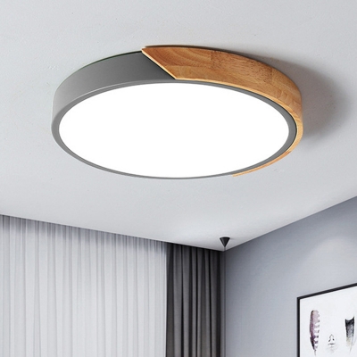Minimalist LED Flush Mount Round Metallic Ceiling Light Lamp for Kids Room