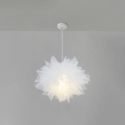 Nordic Hanging Lighting White Yarn 1 Light Restaurant Pendulum Lamp Deco in White
