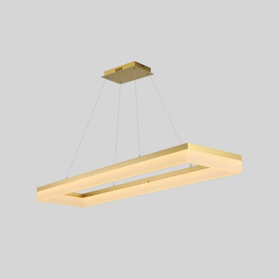 Rectangular LED Island Pendant Modern Acrylic Dining Room Hanging Light in Gold