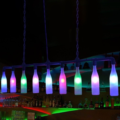 Colorful Glass Black Island Lighting Wine Bottle Art Deco Ceiling Pendant Lamp for Bar