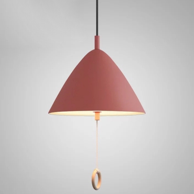 Cone Pendant Lamp Macaron Colorful Metal Hanging Light for Children Room