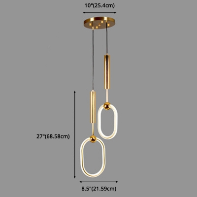 Gold Finish Ring LED Pendant Lights Post Modern Metal Single Light Hanging Fixture for Bedroom Restaurant