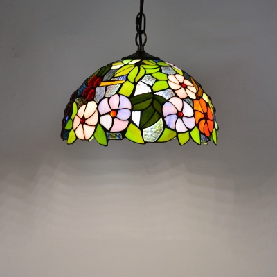 Green Single Pendant 16 Inchs Wide Tiffany Geometric Stained Glass Hanging Ceiling Light