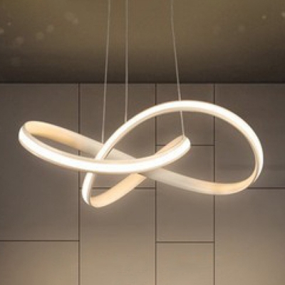 Twisting Metal Pendant Lamp Simplicity LED Ceiling Chandelier Light for Dining Room