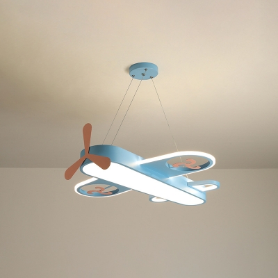 Aircraft Lighting Fixture Kids Room Metal and Acrylic 1 Light Ceiling Light Fixture with 39.5 Inchs Height Adjustable Rope