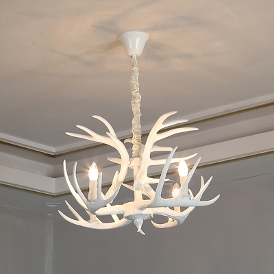 Branch Pendant Chandelier Cottage Resin Hanging Ceiling Light with Adjustable Metal Chain for Restaurant